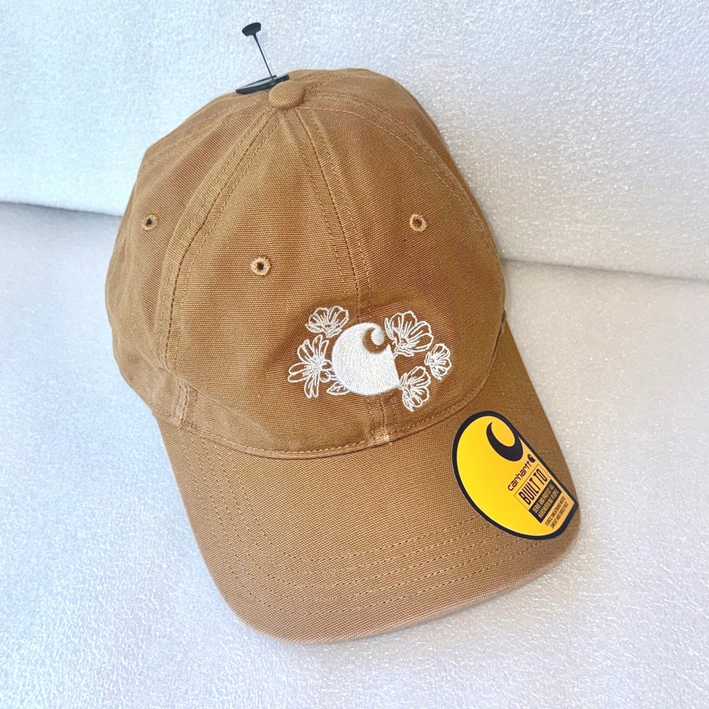 Carhartt Womens Canvas Floral Graphic Ball Cap Brown Adjustable Hat AH6271-W NEW